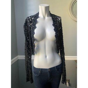 Black Toby Lerner open knitted lace cardigan